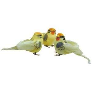   Floral and Garden Accents Medium Bird Warbler Yellow/Orange 4 Feather