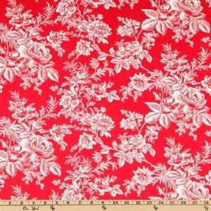   In Red Toile Red/Cream Fabric By The Yard: Arts, Crafts & Sewing