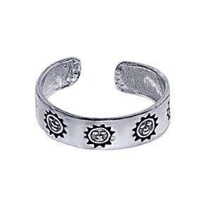   Free Sterling Silver Antique Finish Toering Sun Toe Ring: Jewelry