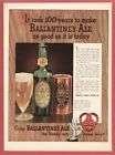 1939 Ballantine Ale Ad Copper Colored Can & Bot.Shown
