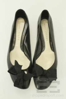 Marc Jacobs Black Leather & Grosgrain Bow Ballet Flats Size 38  