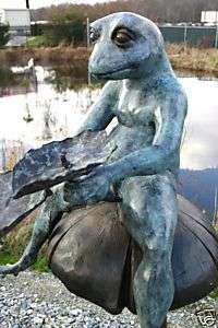 BRONZE 2 Frog fountain waterfall sculpture toadstool  