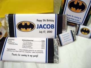 Batman Superhero Birthday Favor Tag Water Candy Wrapper  