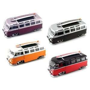  1962 VW Microbus w/Surf Board V DUBS 1/24 Set of 4 Toys 