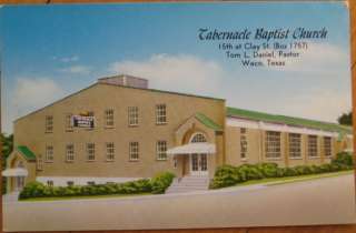 1950 Postcard Tabernacle Baptist Church Waco, Texas TX  