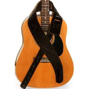  Handmade Leather Guitar Strap   Dark Brown: Musical 