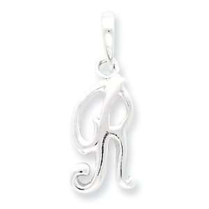  Sterling Silver Initial R Pendant: Jewelry