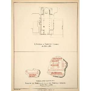  1876 Lithograph Layout San Nicola Carcere Fragment 