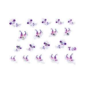  Purple Butterflies Rhinestone Nail Stickers/Decals: Beauty