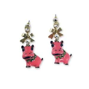  Betsey Johnson Safari Hippo Stud Earrings Jewelry
