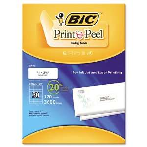 BIC Products   BIC   Easy Print & Peel White Mailing Labels, 1 x 2 5/8 