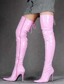 Pink pvc Over knee Thigh Boots US Sz 5 6 7 8 9 10 11 12  