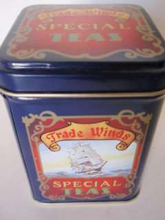 Vintage Tin Box, Trade Winds Tea, Made in England, EX+  