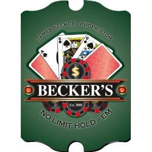  Vintage Personalized Texas Hold Em Pub Sign: Home 