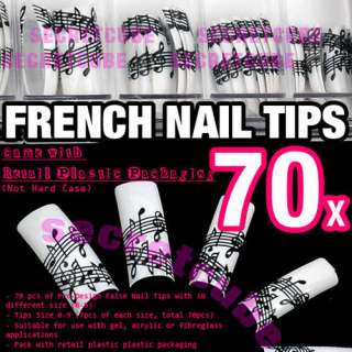 Symbol Of Music Airbrush Design Acrylic False French Nail Tips x 70 