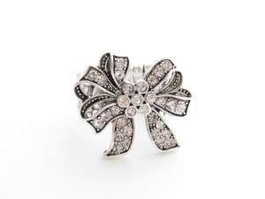 Ribbon Bow Crystal Fashion Stretch Ring Jewelry  
