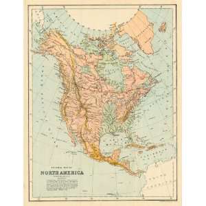 Bartholomew 1877 Antique Physical Map of North America 