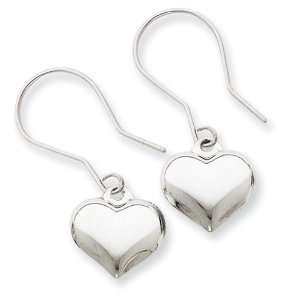   White Gold Puffed Heart Dangle Earrings West Coast Jewelry Jewelry