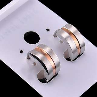 luxury mens silver golden tone Stainless Steel stud hoop Earrings 172 
