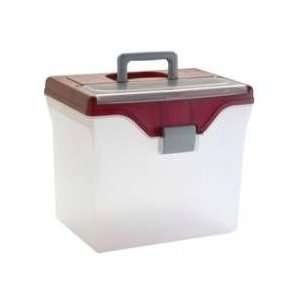  Mobile File Box, Letter Size, Clear/Burgundy Office 