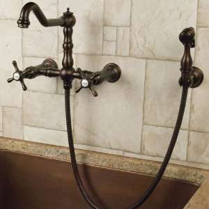 Delilah Wall Mount Faucet with Hand Sprayer and Cross Handles   Oil 
