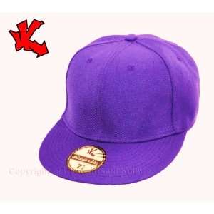   : Plain Purple Fitted Flat Peak Baseball Cap 7 3/4 Everything Else