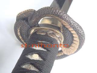 clay tempered japan katana snake tsuba cut 3bamboo edge  