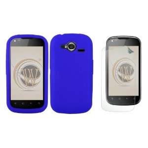   Blue Silicone Soft Skin Case Cover + Atom LED Keychain Light + Screen