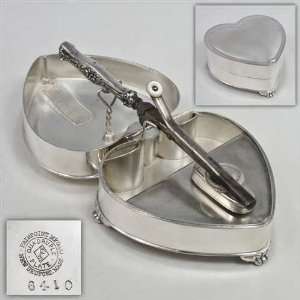   Iron w/ Box by Pairpoint, Silverplate Heart Shape, Footed Beauty