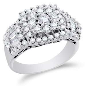  Size 12.5   14K White Gold Large Diamond Engagement Ring 