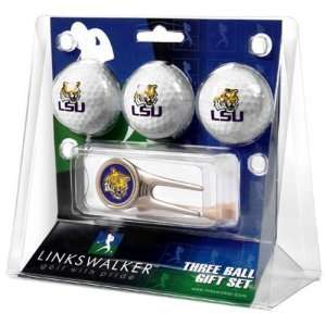 LSU Fighting Tigers NCAA 3 Golf Ball Gift Pack w Cap Tool 