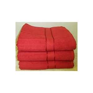    SET OF 6 BATH TOWELS   RED   100% COTTON TERRY
