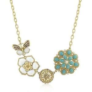  Paris Chunky Floral Matte Gold Station Necklace Jewelry