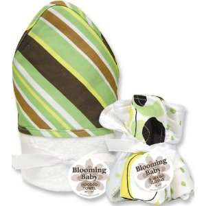  Giggles Striped Hooded Towel and Wash Cloth Bouquet Set 