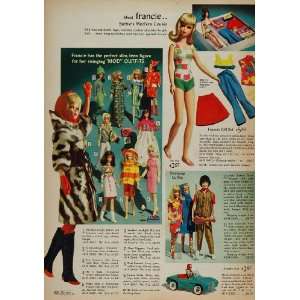  1966 Toy Ad Barbie Francie Doll Swinging MOD Outfits 