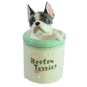  Porcelain Boston Terrier Dog Treat Jar: Kitchen & Dining