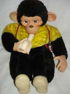 Vintage 19 MR BIM 1950s Columbia Toy Products Plush Stuffed Monkey 