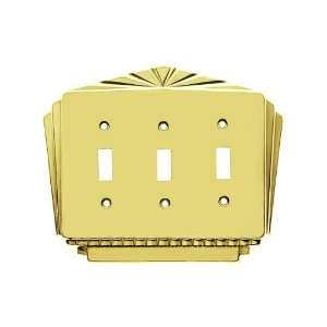   Brass Deco Style Triple Gang Toggle Switch Plate.: Home Improvement