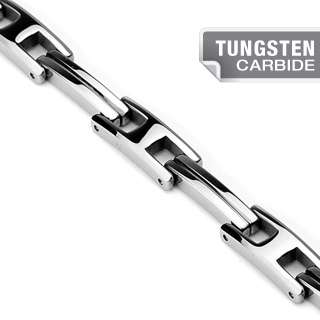 Tungsten Carbide 9 Mens Double Bar Link Bio Magnetic Bracelet  
