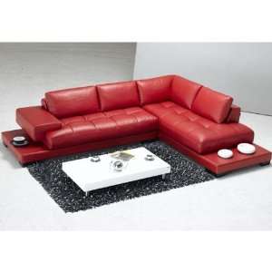  Tosh Furniture La Spezia Modern Red Leather Sectional Sofa 