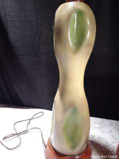 Mid Century Modern Heifetz Biomorphic Art Pottery Green Cream Lamp 