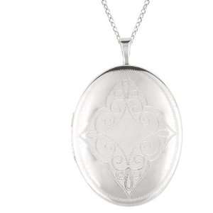  Sterling Silver Oval Shaped Locket Necklace: Jewelry