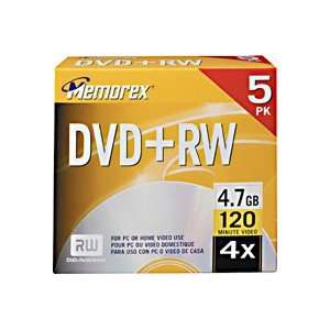  MEM32025547   DVD+RW Rewritable Discs with Jewel Cases 