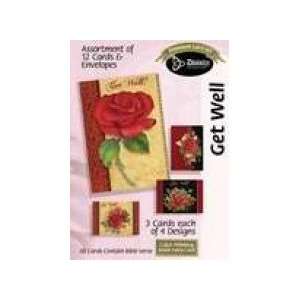  Boxed Gift Cards Get Well Roses (12 Pack) 