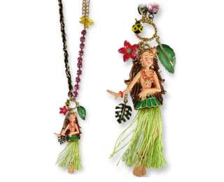 NEW! BETSEY JOHNSON Jewelry Hawaii Hawaiian Luau Hula Girl Dancer Long 