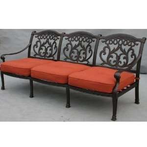  Darlee Flamingo Cast Aluminum Sofa With Cushions: Patio 