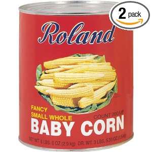 Roland Whole Baby Corn, Fancy Small, 6lb. 6oz. Can (Pack of 2):  