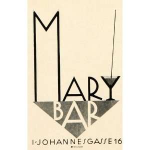 Willrab Lithograph Mary Bar Vienna Ad Graphic Design Cocktail Martini 