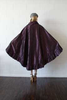 RARE vtg 80s purple FISHTAIL AVANT GARDE swing CAPE coat dress jacket 