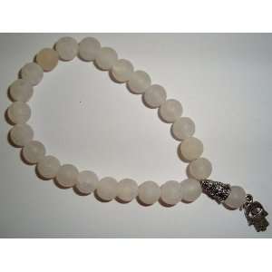   White Agate Gemstone Beads   Tibetan Mala Bracelet 
